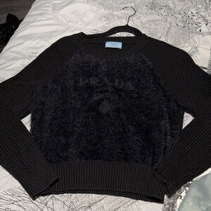 Prada Black Textured Knit Sweater
